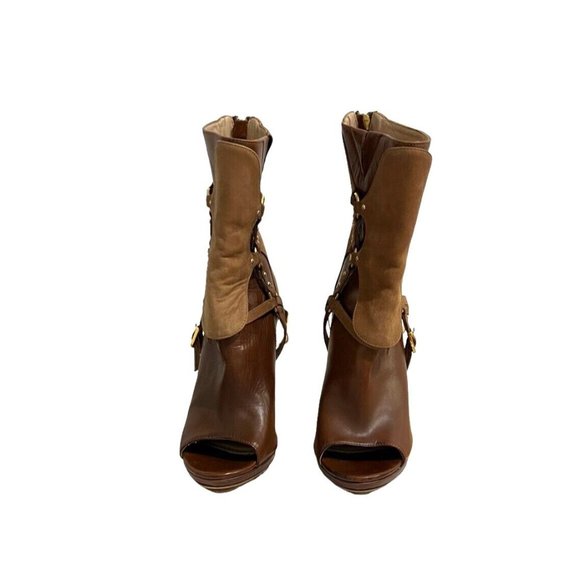 Herve Leger Alyn Leather & Suede Overlay Heels size 36.5 W/Authenticity Cert. - Picture 4 of 12